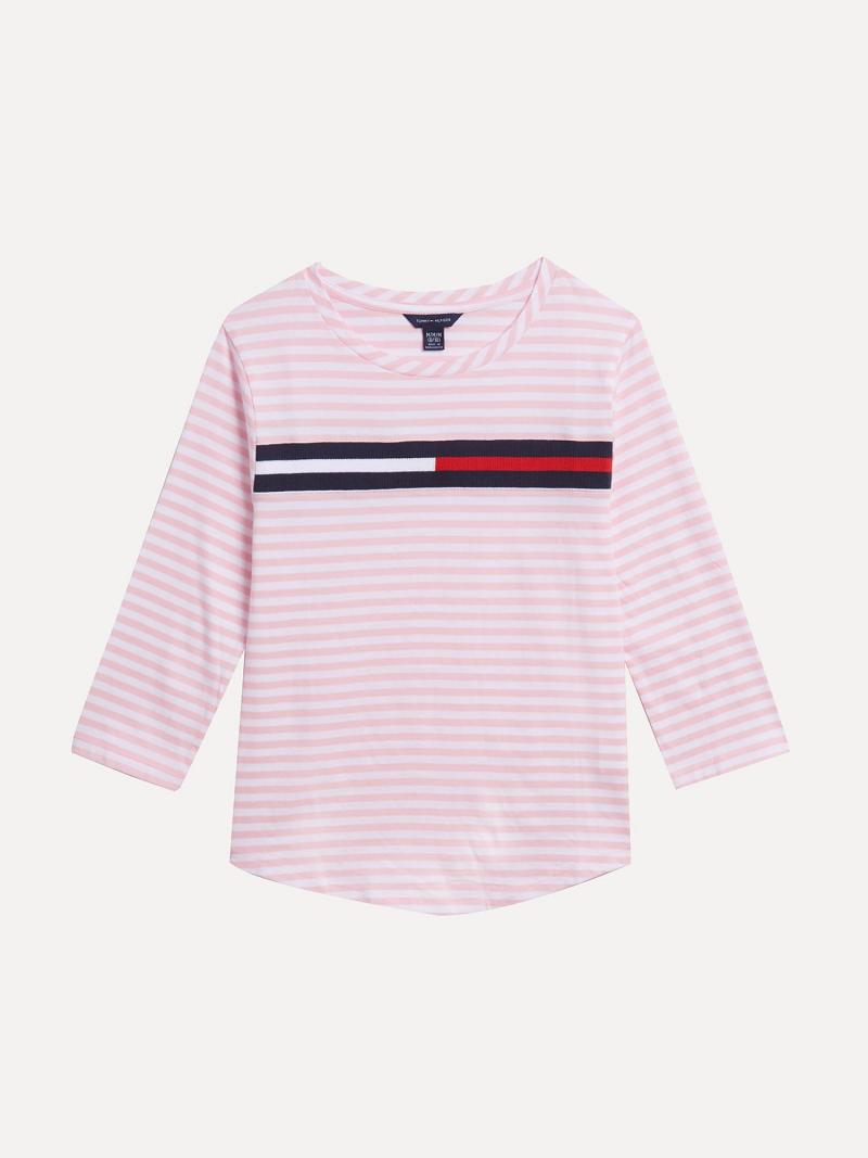 Lány Tommy Hilfiger Totyogó\' Stripe Felsők Rózsaszín | HU 1966NWY